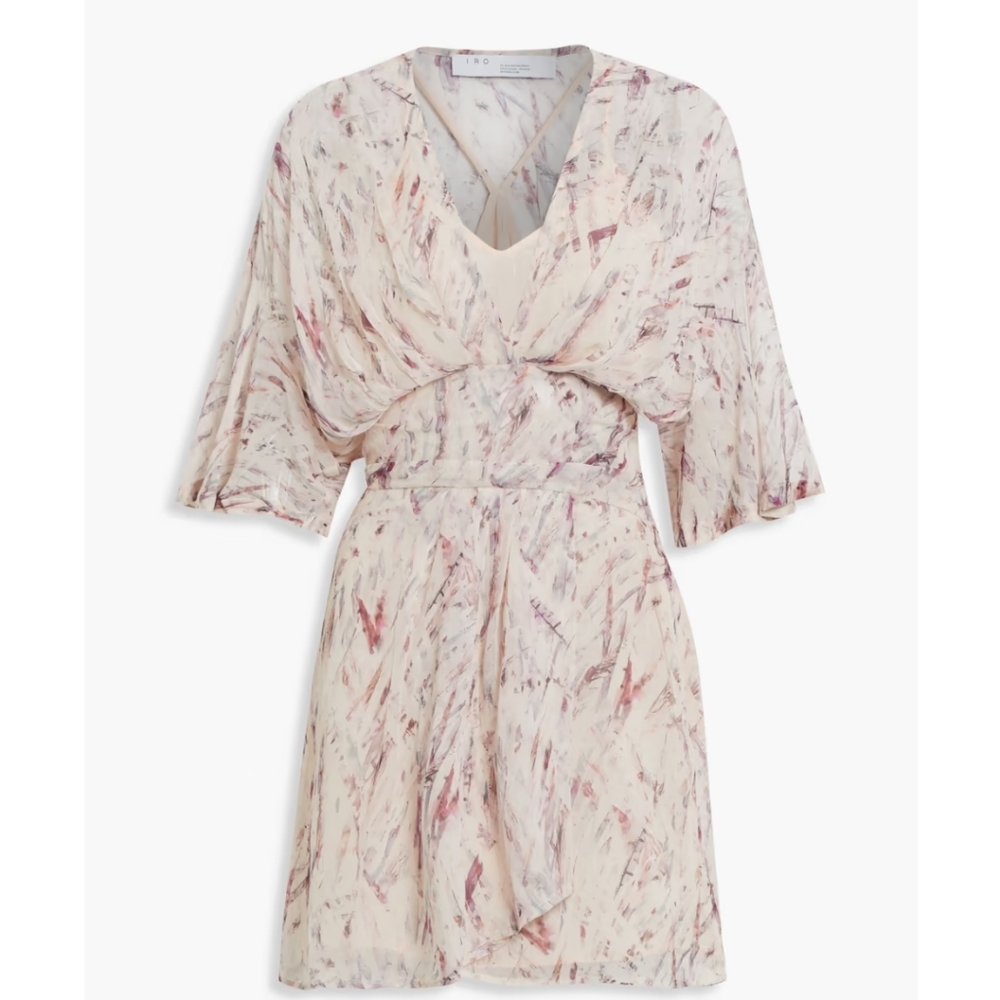 IRO Pommie wrap-effect printed silk-chiffon mini dress Size 38